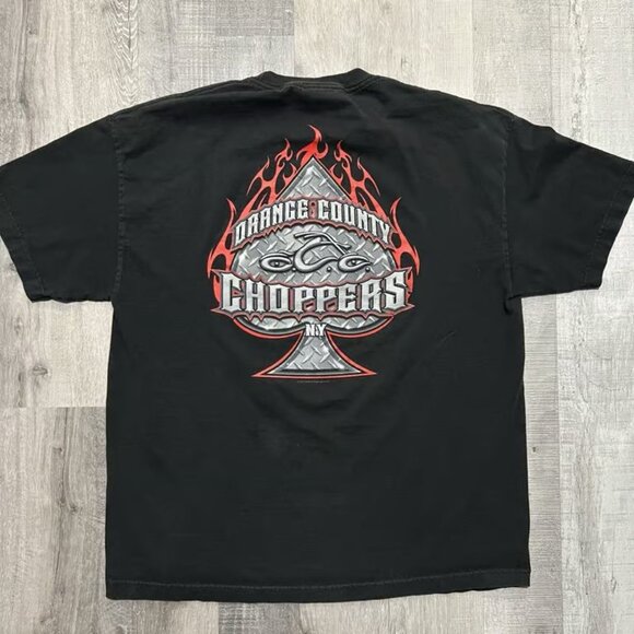 Tops - Vintage Orange County Choppers T Shirt Mens XL Biker OCC Black Double Sided Y2K